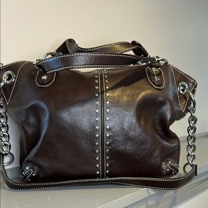 Michael Kors Studded Brown Leather Handbag